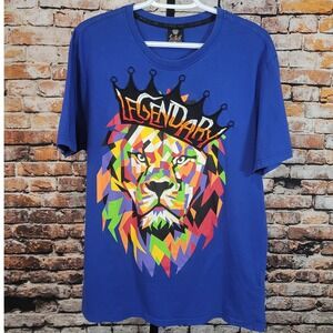 Switch Remarkable Mens XL Royal Blue "Legendary" Lion Crown Graphic T Shirt Tee